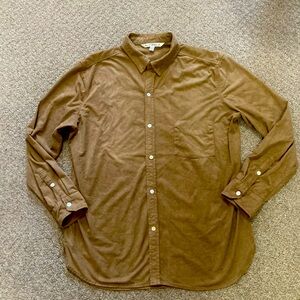 Max Studio Men’s Faux Suede Button Up Shirt Size L Long Sleeves Medium Brown
